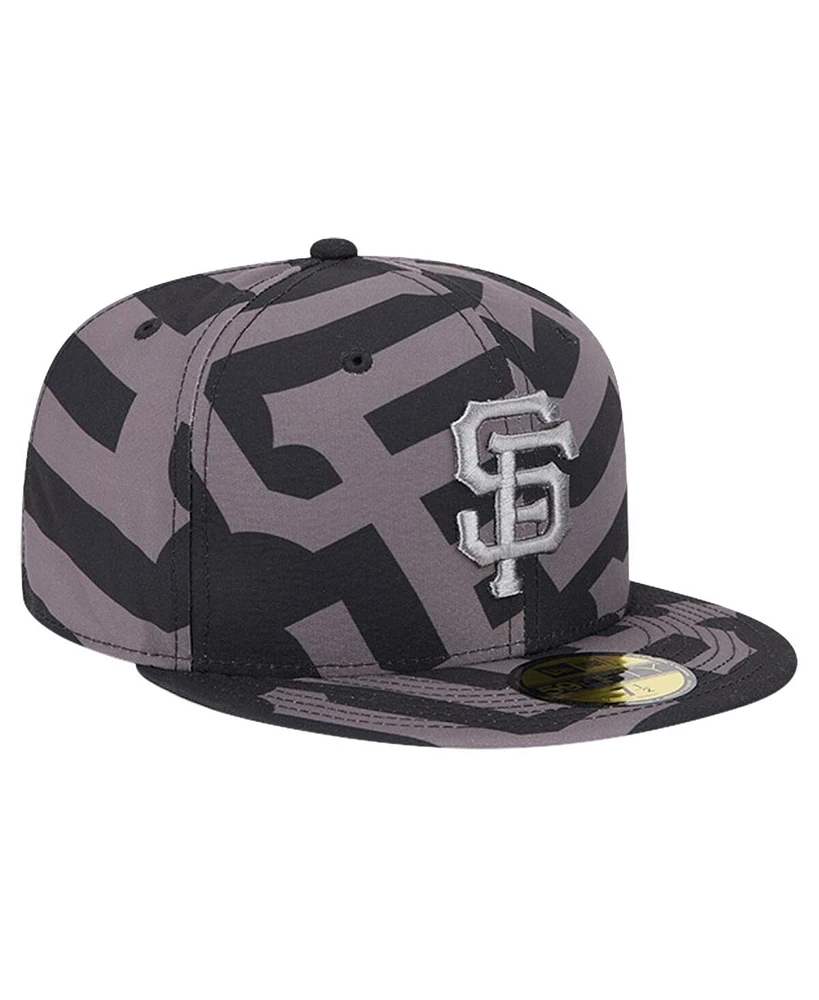 New Era Men's Black San Francisco Giants Logo Fracture 59FIFTY Fitted Hat