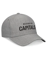 Fanatics Signature Men's Heather Gray Washington Capitals Elements A-Frame Leather Strapback Hat