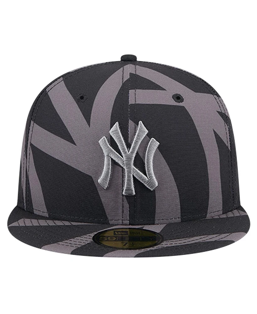 New Era Men's Black York Yankees Logo Fracture 59FIFTY Fitted Hat