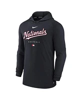 Nike Men's Heather Navy Washington Nationals Authentic Collection Early Work Tri-Blend Performance Pullover Hoodie