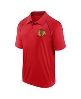 Fanatics Men's Red Chicago Blackhawks Raglan Strong Alone Polo Shirt