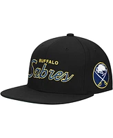 Mitchell Ness Men's Black Buffalo Sabres Core Team Script 2.0 Snapback Hat