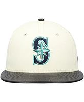 New Era Men's Cream Seattle Mariners Game Night Leather Visor 59FIFTY Fitted Hat