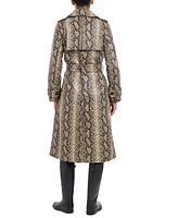 Bcbgmaxazria Women's Faux-Leather Snakeskin-Print Trench Coat