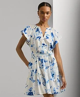 Lauren Ralph Lauren Women's Printed Cotton Belted Dress