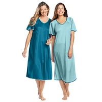 Only Necessities Women's Plus 2-Pack Short Silky Gown