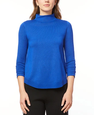 Melissa Paige Women's Ruched-Sleeve Funnel-Neck Sweater