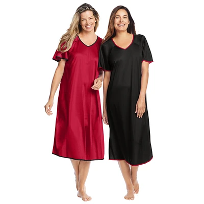 Only Necessities Plus 2-Pack Short Silky Gown