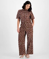 I.n.c. International Concepts Petite Printed Linen-Blend Wide-Leg Pants, Created for Macy's