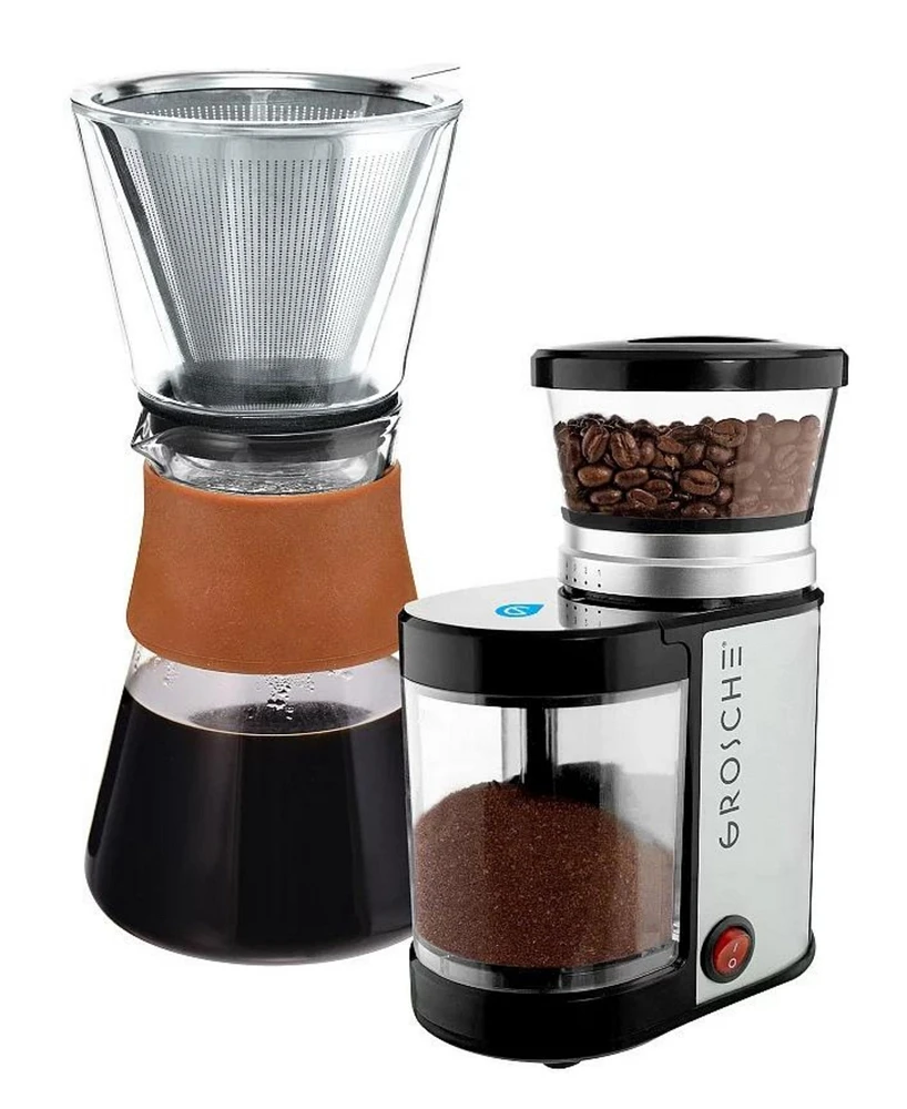 Grosche Flavor Craft Duo: Amsterdam Pour over Coffee Maker Bremen Burr Grinder