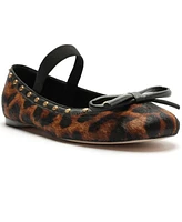 Arezzo Women's Elis Studded Leopard Ballet Flats