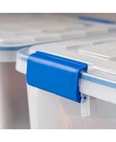 Iris 3 Pack Quart WeatherPro Plastic Storage Box Durable Lid and Seal and Secure Latching Buckles