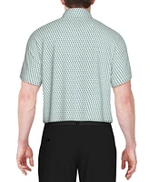 Pga Tour Men's Textured Short Sleeve Stretch Performance Geo Print Polo Shirt