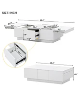 Streamdale Furniture White Multi-Storage Coffee Table, 39.3"x21.6"