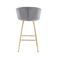 26 Inch Set Of 2 Bar Stools, With Chrome Footrest And Base Velvet + Leg Simple Barstool