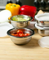 Rsvp International Endurance Stainless Steel 4 Piece 1 Cup Prep Bowls With Plastic Lid Set