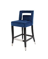 Simplie Fun Suede Velvet Barstool With Nailheads Living Room Chair 2 Pcs Set - 26 Inch Seater Height