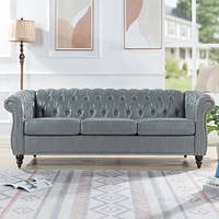 Streamdale Furniture 84.65" Rolled Arm Chesterfield 3 Seater Sofa