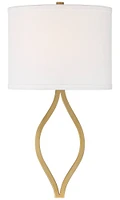 Possini Euro Design Sian Modern Wall Sconce Lighting Warm Brass Hardwired 19 1/2" High Fixture Half Moon Linen Shaped Shade for Bedroom Bedside Living