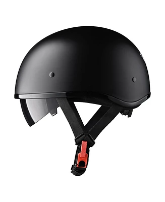 Ahr Half Face Motorcycle Helmet Sun Visor Dot Approved Bike Chopper Matte Black