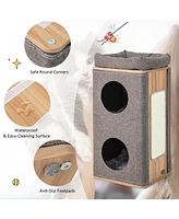 Inolait 3-Story Cat House with Scratching Board for Indoor Cats