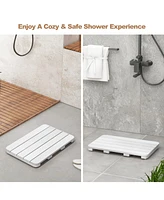 Costway 21.5" x 13.5" Bath Mat Waterproof Hips Spa Shower Mat with Non Slip Foot Pads