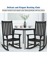 Gymax 2PCS Wood Rocking Chair Porch Rocker High Back Garden Seat Indoor Outdoor Black