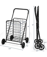 Costway Folding Shopping Cart Utility Trolley Portable For Grocery Laundry Travel
