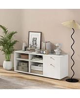 Costway Torage Cabinet with 2 Drawers 4 Cubes Adjustable Feet Floor Display Cabinet