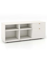 Costway Torage Cabinet with 2 Drawers 4 Cubes Adjustable Feet Floor Display Cabinet