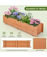 Costway Raised Garden Bed Wood Rectangular Planter Box with 2 Drainage Holes