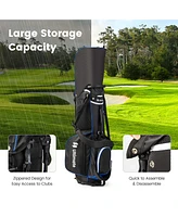 Costway Lightweight Golf Stand Bag with 14 Way Top Dividers 6 Pockets Cooler Rain Hood