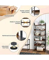 Costway 6-Tier Bookshelf Open Display Shelves Storage Rack Metal Frame