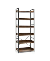 Costway 6-Tier Bookshelf Open Display Shelves Storage Rack Metal Frame