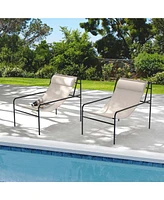 1PC Patio Sling Lounge Chair with Removable Headrest Pillow Breathable Seat