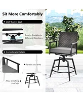 Costway 360° Swivel Bar Stool Set of 2 Counter Height Bar Chair with Metal Frame