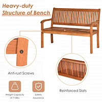 Costway 50'' Two Person Outdoor Garden Bench Loveseat Porch Chair