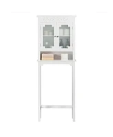 Over The Toilet Bathroom Space Saver Carved Top Toilet Rack w/ Adjustable Shelf