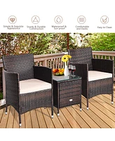 Costway Outdoor 3 Pcs Pe Rattan Wicker Furniture Sets