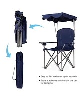 Costway Portable Folding Beach Canopy Chair W/ Cup Holders Bag