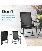 Costway 2PCS Patio Folding Dining Chairs Portable Camping Armrest Garden