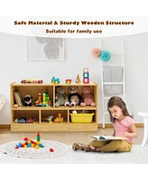 Kids 2-Shelf Bookcase 5-Cube Wood Toy Storage Cabinet Organizer