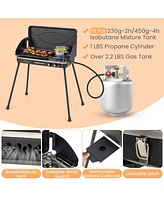 Costway 2-in-1 Propane Grill 2 Burner Camping Gas Stove Portable