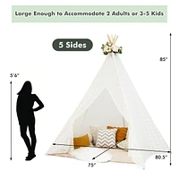 85'' Height 5 Sides Huge Lace Play Tent for Kids Adult Wedding w/ Light Strings