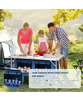 Gymax Folding Camping Table Aluminum Height Adjustable w/ Storage Organizer Dark Blue