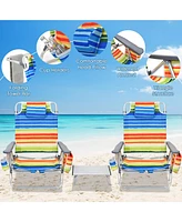 Gymax 3PCS Folding Beach Chair and Table Set Outdoor Adjustable Reclining Chair