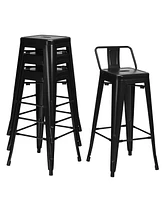 Costway Set of 4 Metal Bar Stools 30'' Height Barstools Industrial