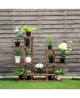 Costway 6Tier 13 Pots Wooden Plant Flower Display Stand Wood Shelf