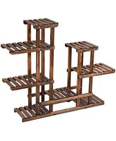 Costway 6Tier 13 Pots Wooden Plant Flower Display Stand Wood Shelf