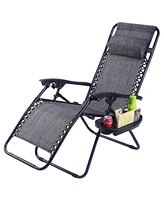 Costway 2PC Folding Zero Gravity Reclining Lounge Chairs Beach Patio W/Utility Tray